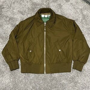 OOF WEAR Olive Green Bomber Jacket Collared Zip Up Womens Size EU 42 /XL